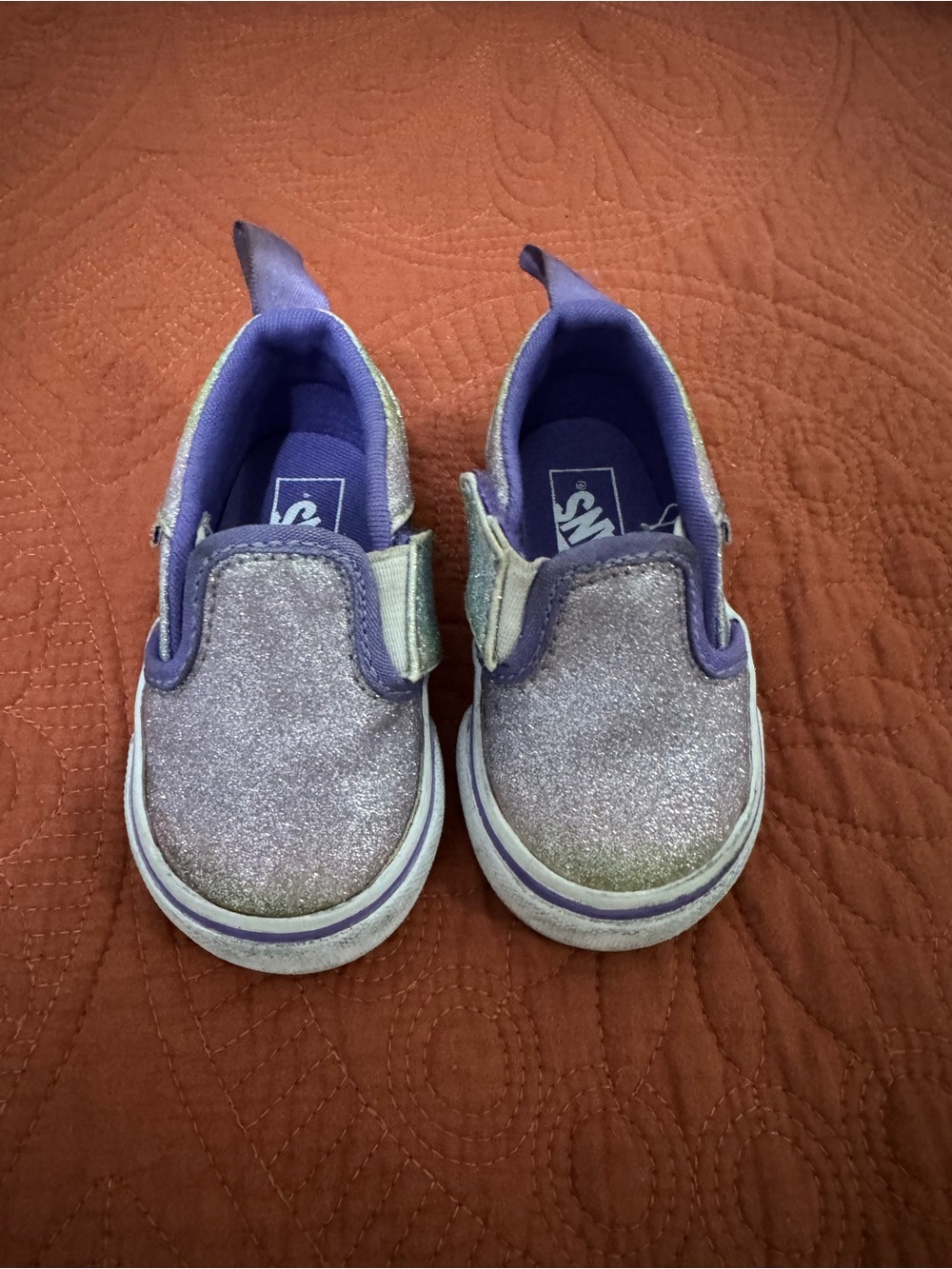 Vans Baby Glitter Slip-On Sneakers in Purple and Silver Glitter
